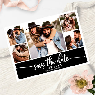 Carte Postale Photo moderne Collage Mariage Enregistrer La Date