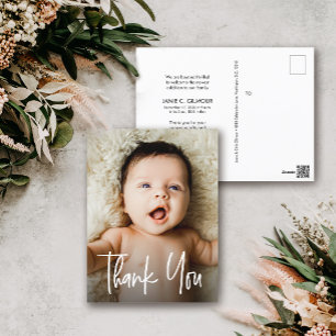 Carte Postale Photo moderne Merci bébé Faire-part de naissance