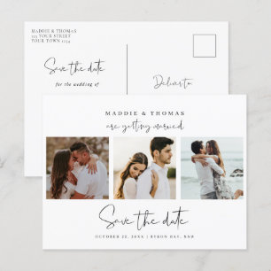 Carte Postale Photo moderne minimaliste Enregistrer la date Invi