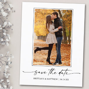 Carte Postale Photo Moderne Minimaliste Script Encre Enregistrer