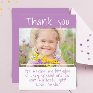 Carte Postale Photo moderne Purple Girl Merci d'anniversaire