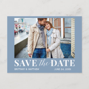 Carte Postale Photo Moderne tendance Dusty Blue Enregistrer La D