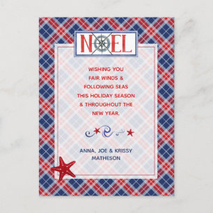 Carte Postale Photo NOEL Vents Nautiques Fêtes Rouge Plaid