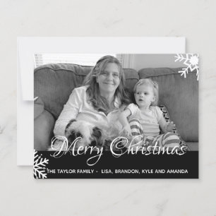 Carte Postale Photo noir et blanc Flammes de neige Noël