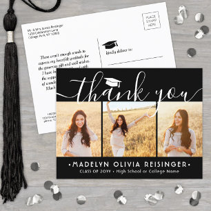 Carte Postale Photo Nouvelle adresse Black White Graduation Merc