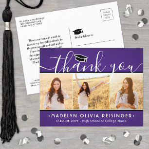 Carte Postale Photo Nouvelle Adresse Graduation Purple Merci