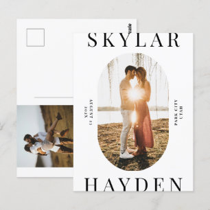 Carte Postale Photo Ovale tendance Moderne Enregistrer la date C