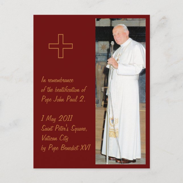 Carte Postale Photo personnalisable du pape Jean-Paul 2 (Devant)