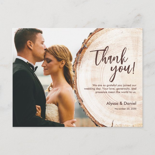 Carte Postale Photo personnalisée Coupe de bois tranche Mariage  (Devant)
