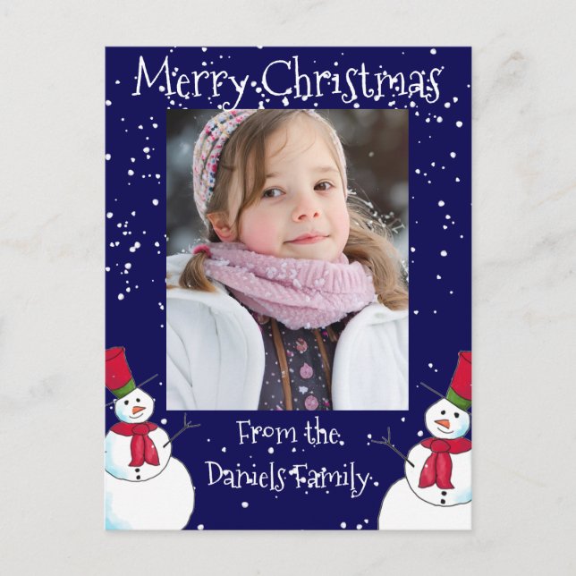 Carte Postale Photo personnalisée de Noël Snowman (Devant)