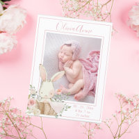 Photo personnalisée fille lapin Faire-part de nais