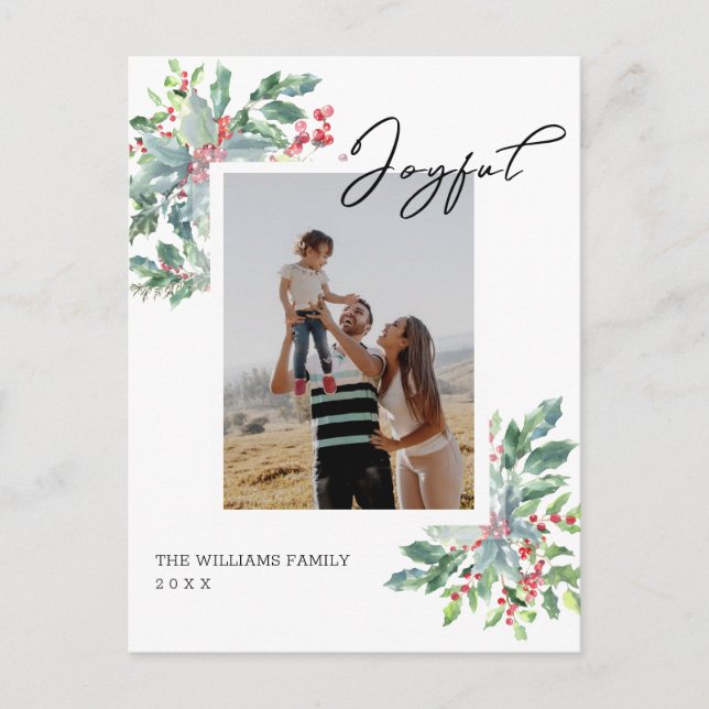 Carte Postale Photo personnalisée Joyeuse Lettrée Main Noël (Devant)