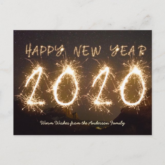 Carte Postale Photo personnalisée Joyeux Nouvel An 2020 Firework (Devant)