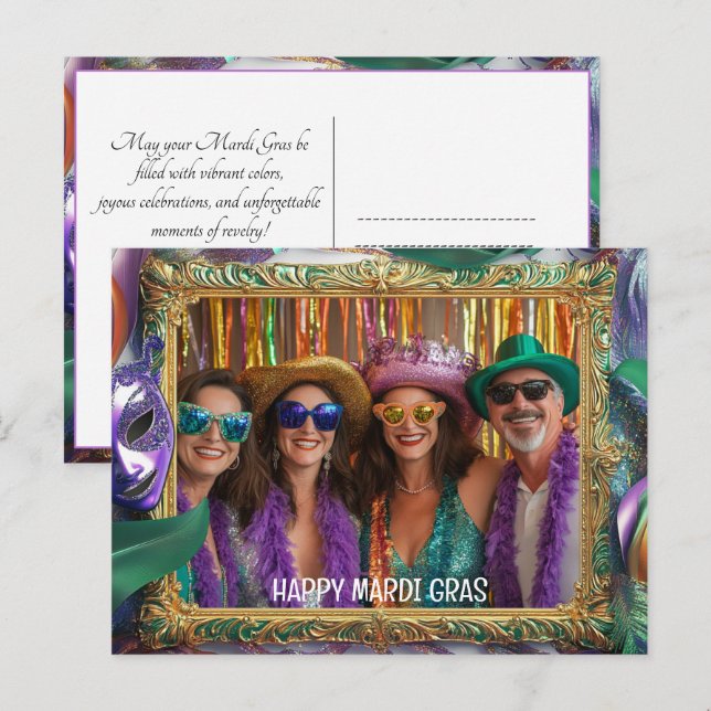Carte Postale Photo personnalisée Mardi Gras Madness Magie (Devant / Derrière)