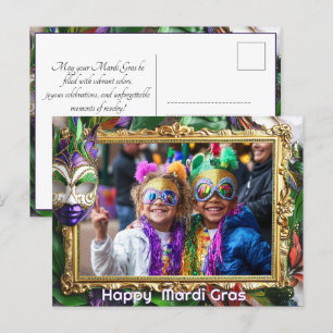 Carte Postale Photo personnalisée 💚 💜 💛 Mardi Gras Magie