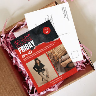 Carte Postale Photo personnalisée Rouge Black Vendredi Promo pro