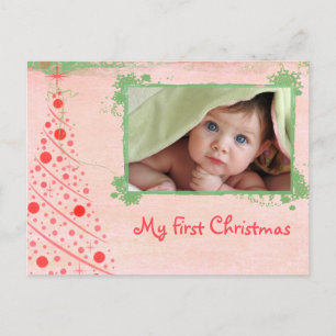 Carte postale photo Pink and Green Tree First Chri