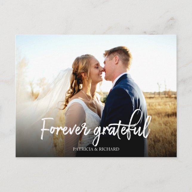 Carte Postale Photo pour toujours Grateful Mariage Merci (Devant)