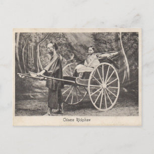 Carte postale photo Rickshaw chinois vintage 1905