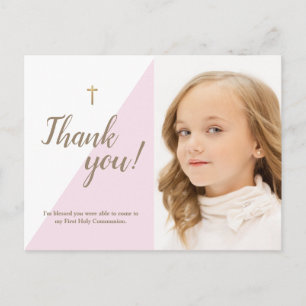 Carte Postale Photo rose moderne 1er Merci de la sainte communio