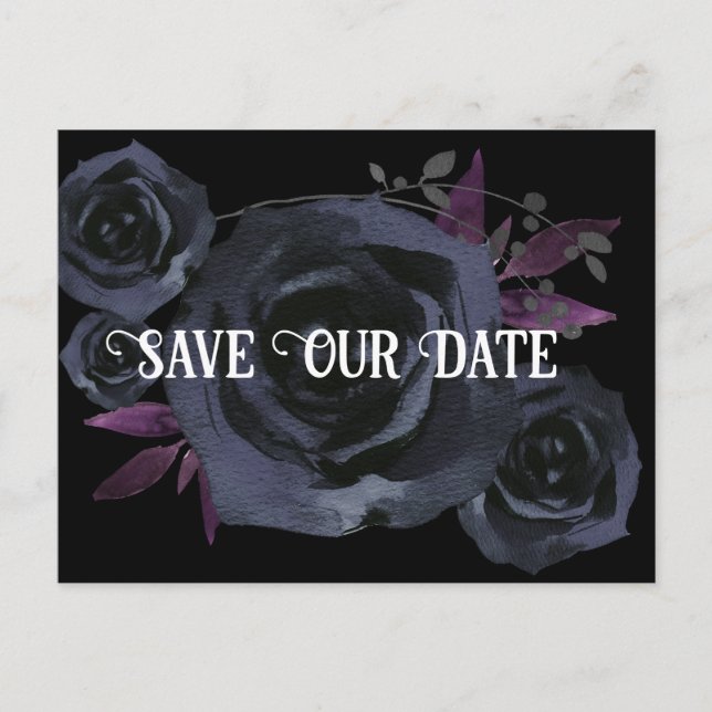 Carte Postale Photo Rose noir Enregistrer notre date (Devant)