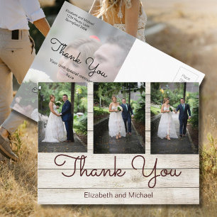 Carte Postale Photo Rustic Chic Moderne Merci Mariage