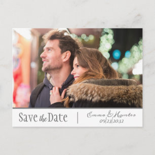 Carte Postale Photo Script Fiançailles Couple Enregistrer la dat