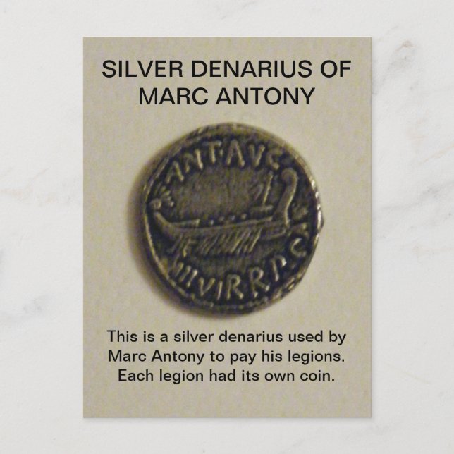 Carte postale photo Silver Denarius de MARC ANTONY (Devant)