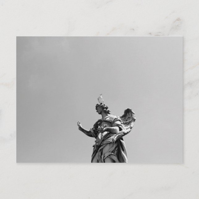 Carte Postale Photo simple et moderne de mouette sur la statue (Devant)