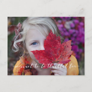Carte Postale Photo Template Calligraphy Script Thankful
