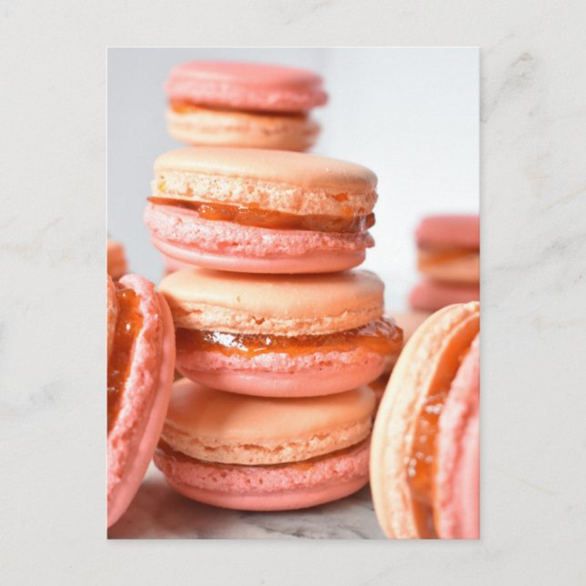 Carte Postale Photographie alimentaire Macarons à la Pêche à la  (Devant)