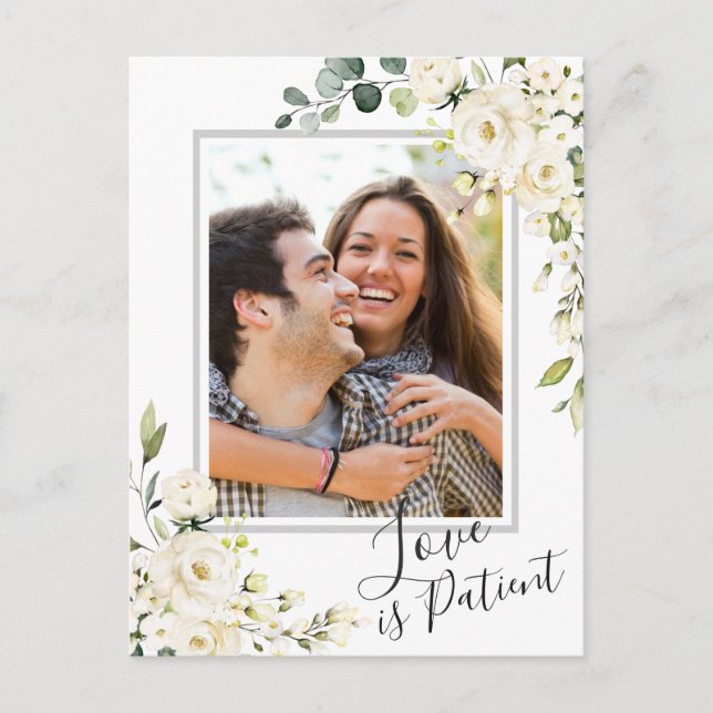 Carte Postale Photographie de Rose blanche ivoire Mariage Change (Devant)