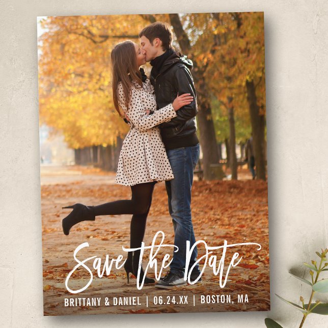 Carte Postale Photographie De Script De Brosse Moderne Enregistr (Customize to change your personalized text size or text style.)