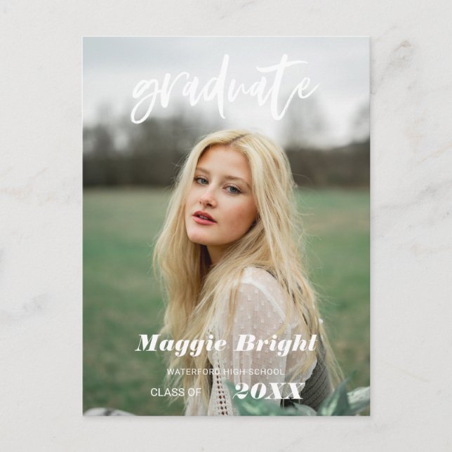 Carte Postale Photographie d'études supérieures à script moderne (Devant)