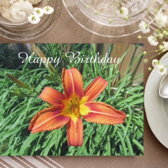 Carte Postale Photographie Fleurie Orange Anniversaire (Créateur téléchargé)