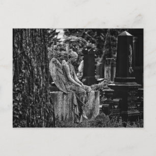 Carte Postale Photographie noir blanc ange mélancolique