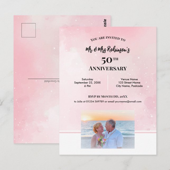 Carte Postale Photographie personnalisée pour 50e anniversaire s (Devant / Derrière)