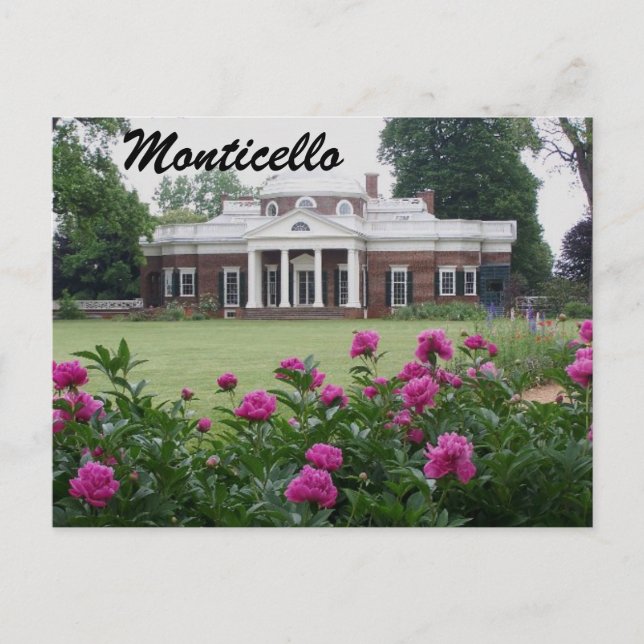 Carte postale photographique Monticello avec fleur (Devant)