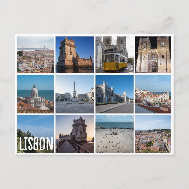 Carte Postale photos de Lisbonne en mosaïque, Portugal (Devant)