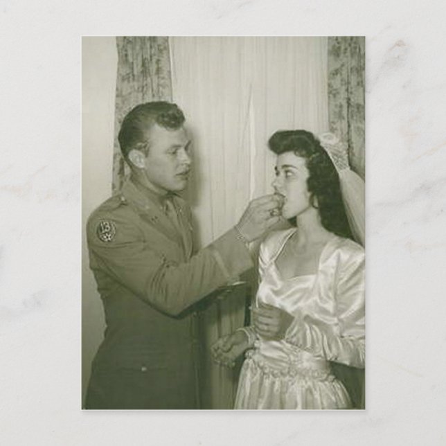 Carte Postale Photos de mariée et de chambre romantique vintage (Devant)