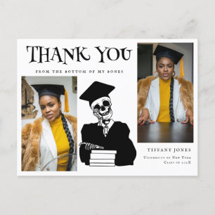 Carte Postale Photos de script moderne Skeleton Graduation Merci