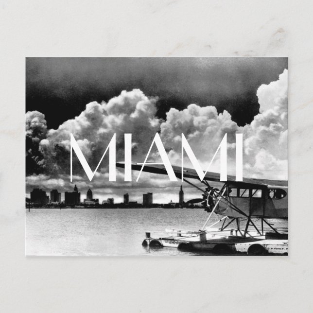 Carte Postale Photos en noir et blanc de l'avion de ligne Miami (Devant)
