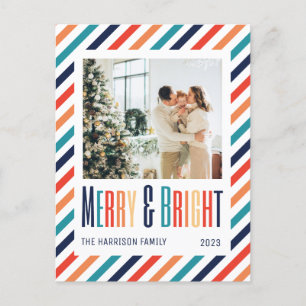 Carte Postale Photos Merry & Bright Family Retro Stripes