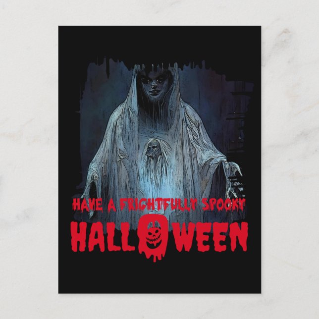 Carte Postale Phrases de fantômes d'Halloween accrocheuses (Devant)