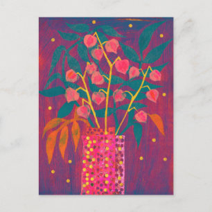 Carte Postale Physalis Chinese Lanterns Papier Collage Floral Ar