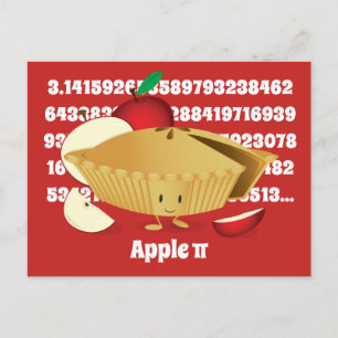 Carte Postale Pi Day Apple Pie Cartoon Numéro de caractère