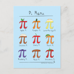 Carte postale Pi Menu Cute Math Pi Day