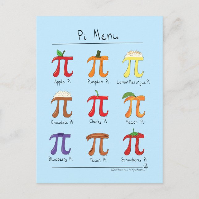 Carte postale Pi Menu Cute Math Pi Day (Devant)