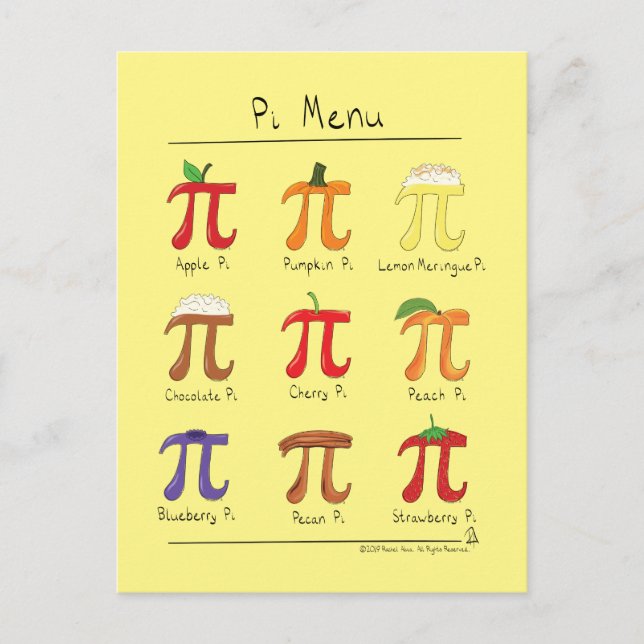 Carte postale Pi Menu Cute Math Pi Day (Devant)