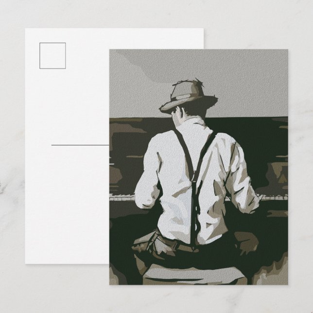 Carte Postale Pianiste de Charme en Harmonie (Devant / Derrière)